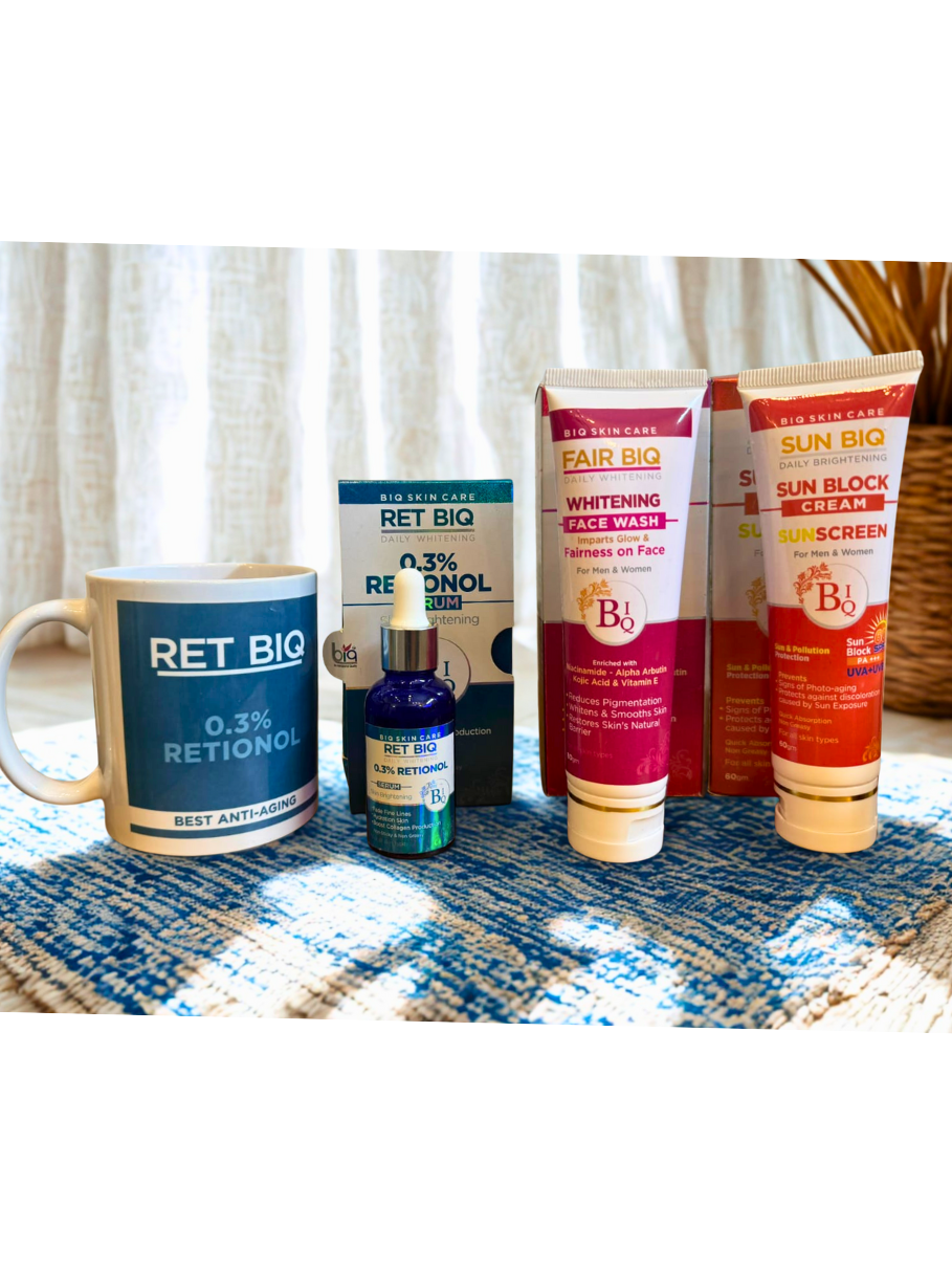 Retinol Glow Pack – Serum, Face Wash & Sunblock + Free Mug Gif